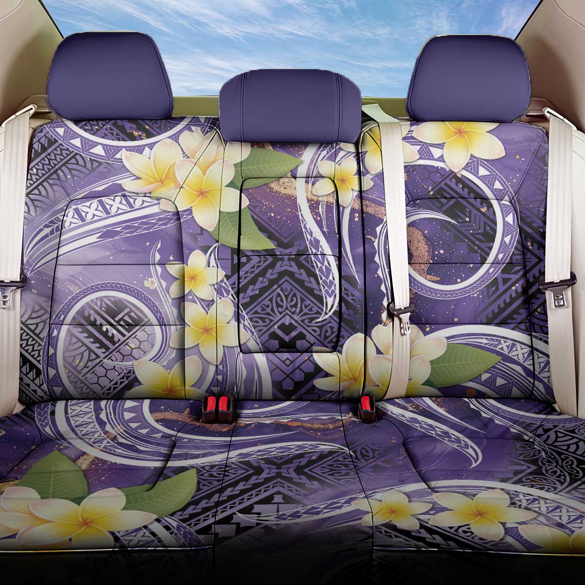 Polynesian Tribal Tattoo Back Car Seat Cover Plumeria Purple Marble Pattern LT9 One Size Purple - Polynesian Pride