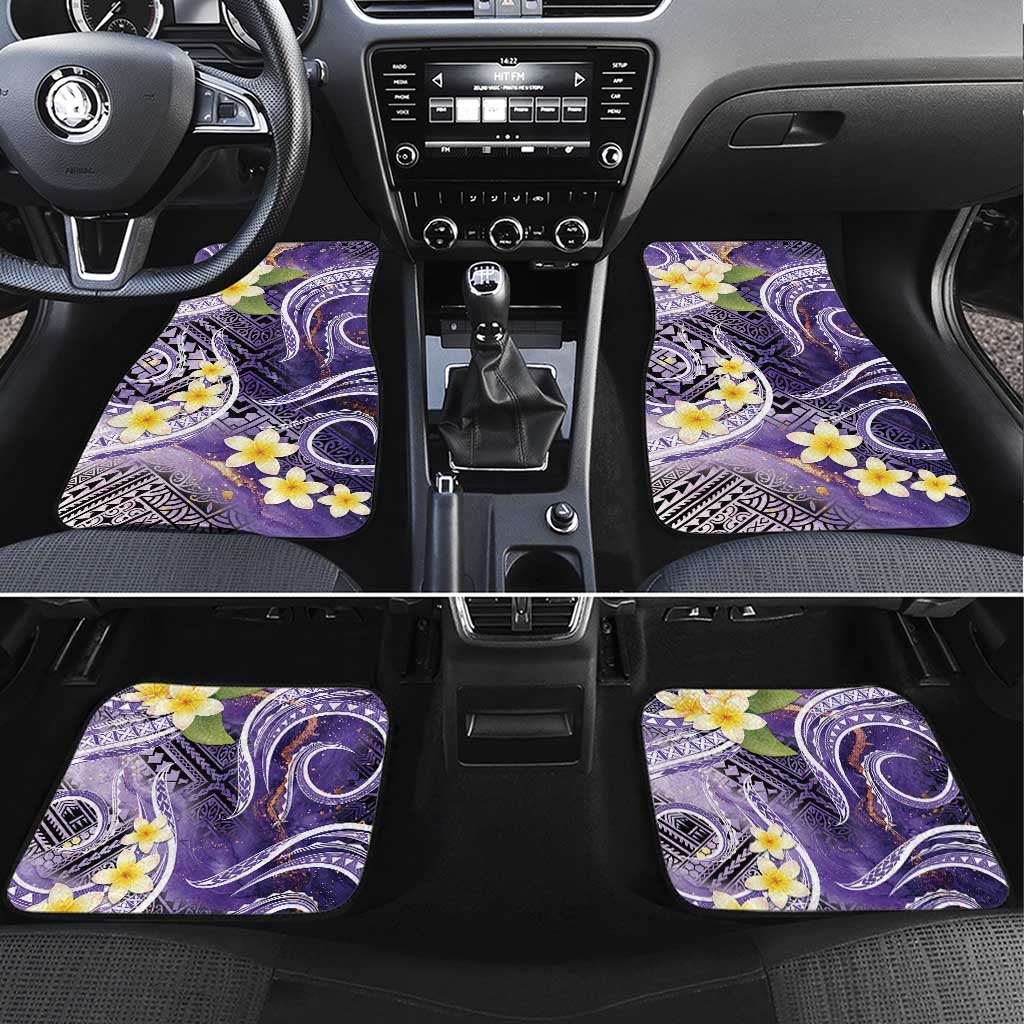 Polynesian Tribal Tattoo Car Mats Plumeria Purple Marble Pattern LT9 Set 4pcs Purple - Polynesian Pride