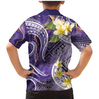 Polynesian Tribal Tattoo Family Matching Mermaid Dress and Hawaiian Shirt Plumeria Purple Marble Pattern LT9 - Polynesian Pride