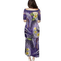 Polynesian Tribal Tattoo Family Matching Puletasi and Hawaiian Shirt Plumeria Purple Marble Pattern LT9 - Polynesian Pride
