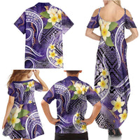 Polynesian Tribal Tattoo Family Matching Summer Maxi Dress and Hawaiian Shirt Plumeria Purple Marble Pattern LT9 - Polynesian Pride