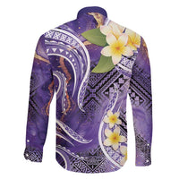 Polynesian Tribal Tattoo Family Matching Summer Maxi Dress and Hawaiian Shirt Plumeria Purple Marble Pattern LT9 - Polynesian Pride