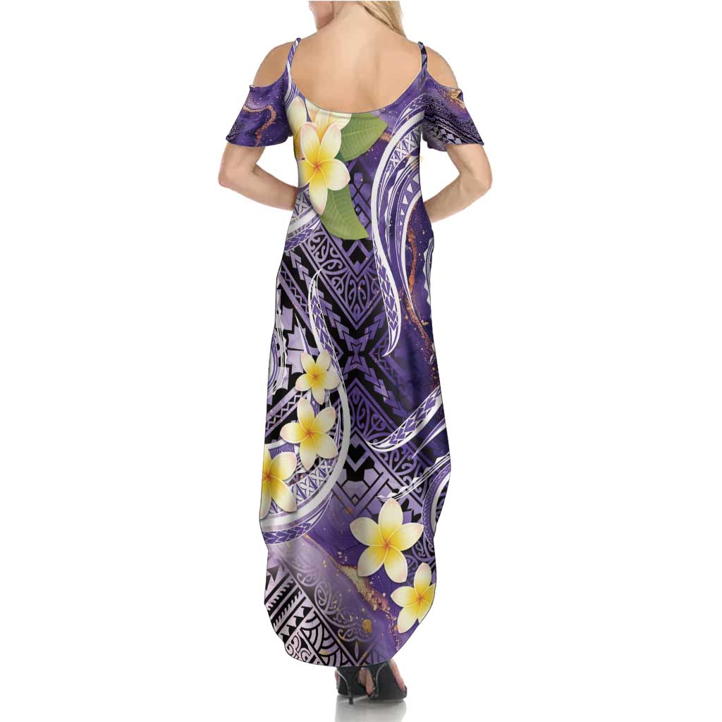 Polynesian Tribal Tattoo Family Matching Summer Maxi Dress and Hawaiian Shirt Plumeria Purple Marble Pattern LT9 - Polynesian Pride
