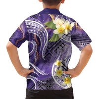 Polynesian Tribal Tattoo Family Matching Tank Maxi Dress and Hawaiian Shirt Plumeria Purple Marble Pattern LT9 - Polynesian Pride