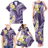 Polynesian Tribal Tattoo Family Matching Tank Maxi Dress and Hawaiian Shirt Plumeria Purple Marble Pattern LT9 - Polynesian Pride