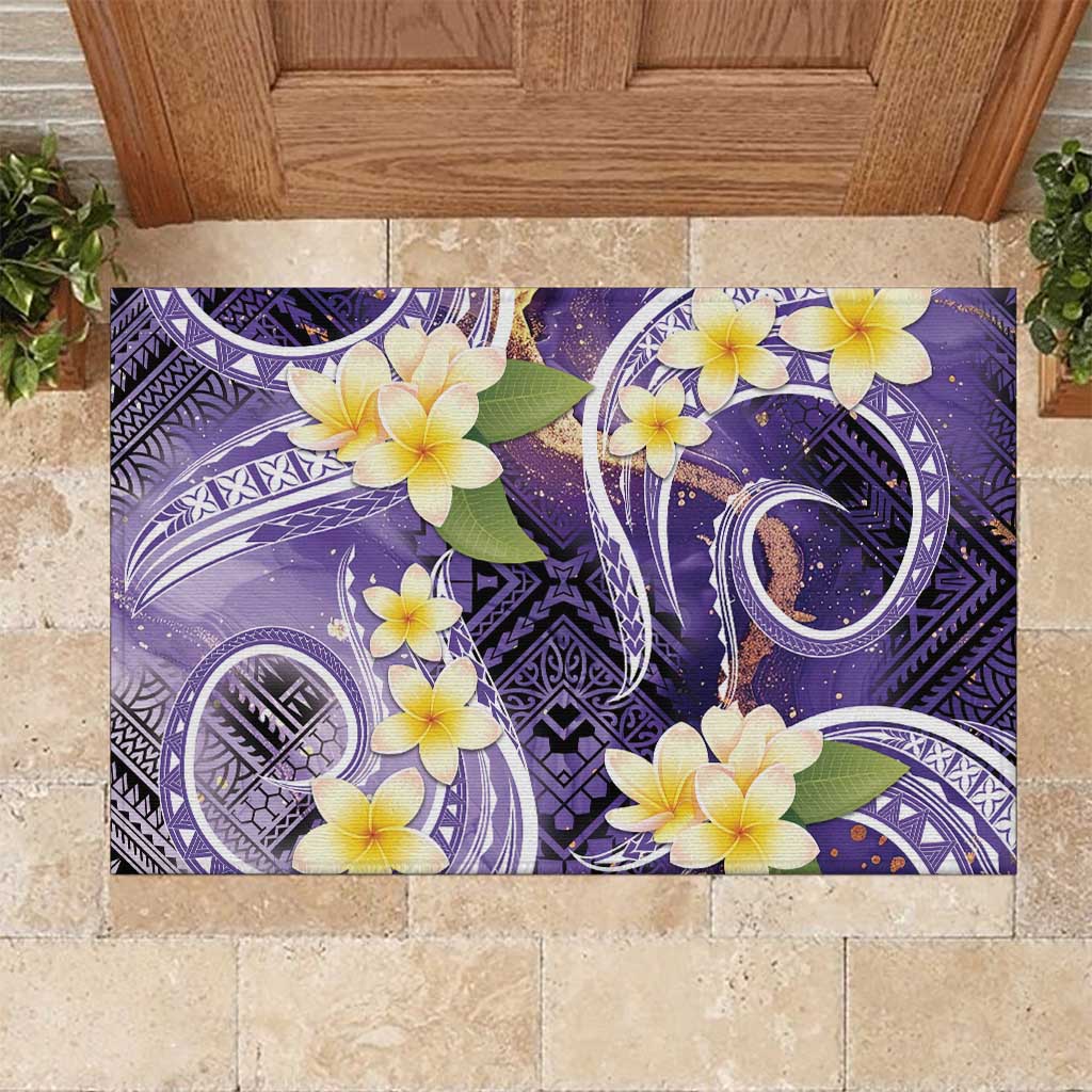 Polynesian Tribal Tattoo Rubber Doormat Plumeria Purple Marble Pattern LT9 Purple - Polynesian Pride