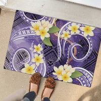 Polynesian Tribal Tattoo Rubber Doormat Plumeria Purple Marble Pattern