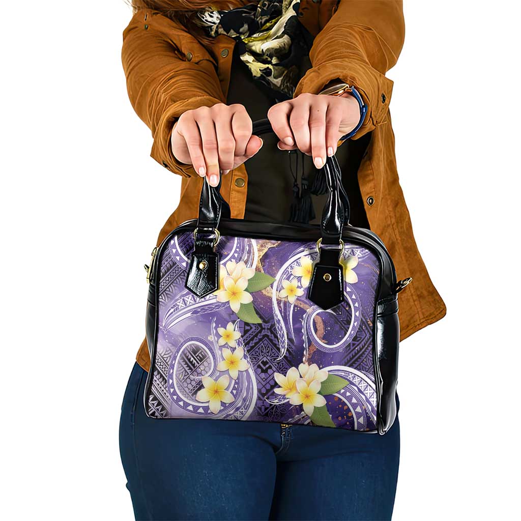 Polynesian Tribal Tattoo Shoulder Handbag Plumeria Purple Marble Pattern LT9 One Size Purple - Polynesian Pride