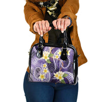 Polynesian Tribal Tattoo Shoulder Handbag Plumeria Purple Marble Pattern LT9 One Size Purple - Polynesian Pride