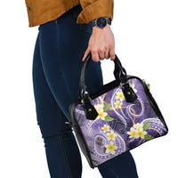 Polynesian Tribal Tattoo Shoulder Handbag Plumeria Purple Marble Pattern LT9 - Polynesian Pride