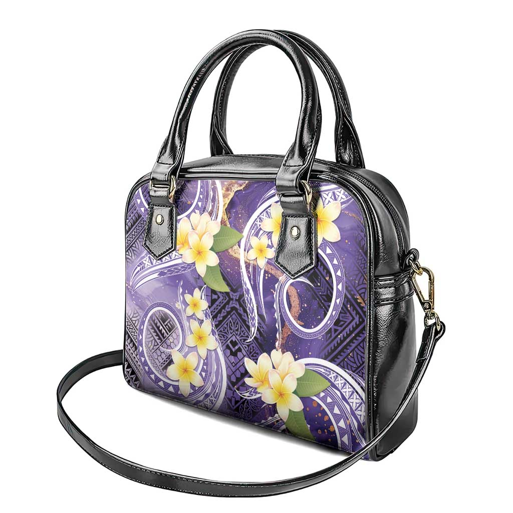 Polynesian Tribal Tattoo Shoulder Handbag Plumeria Purple Marble Pattern LT9 - Polynesian Pride