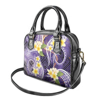 Polynesian Tribal Tattoo Shoulder Handbag Plumeria Purple Marble Pattern LT9 - Polynesian Pride