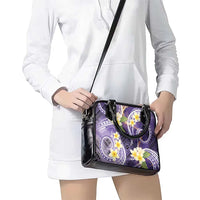 Polynesian Tribal Tattoo Shoulder Handbag Plumeria Purple Marble Pattern LT9 - Polynesian Pride