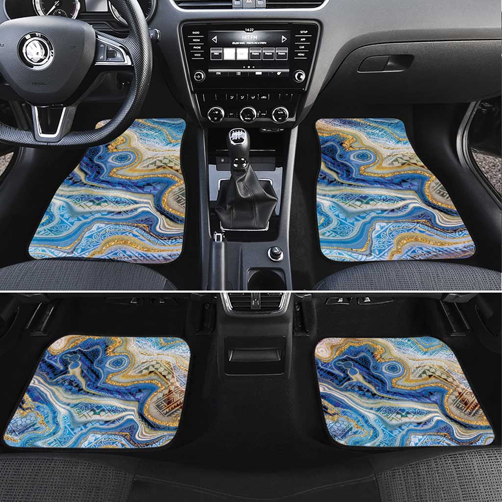 Polynesian Tribal Tattoo Car Mats Swirling Ocean Marble Pattern LT9 Set 4pcs Ocean - Polynesian Pride