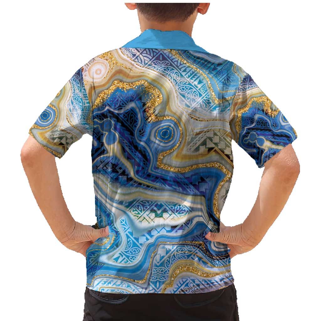 Polynesian Tribal Tattoo Family Matching Mermaid Dress and Hawaiian Shirt Swirling Ocean Marble Pattern LT9 - Polynesian Pride