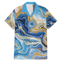 Polynesian Tribal Tattoo Family Matching Mermaid Dress and Hawaiian Shirt Swirling Ocean Marble Pattern LT9 Dad's Shirt - Short Sleeve Ocean - Polynesian Pride