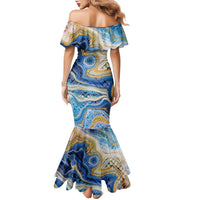 Polynesian Tribal Tattoo Family Matching Mermaid Dress and Hawaiian Shirt Swirling Ocean Marble Pattern LT9 - Polynesian Pride