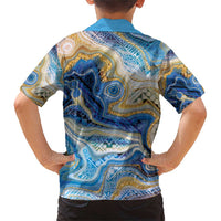 Polynesian Tribal Tattoo Family Matching Short Sleeve Bodycon Dress and Hawaiian Shirt Swirling Ocean Marble Pattern LT9 - Polynesian Pride