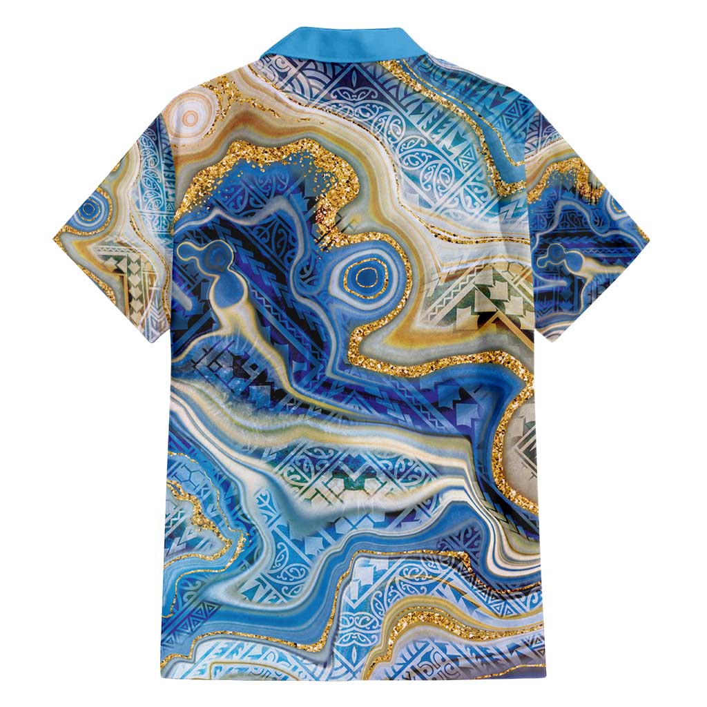 Polynesian Tribal Tattoo Family Matching Tank Maxi Dress and Hawaiian Shirt Swirling Ocean Marble Pattern LT9 - Polynesian Pride