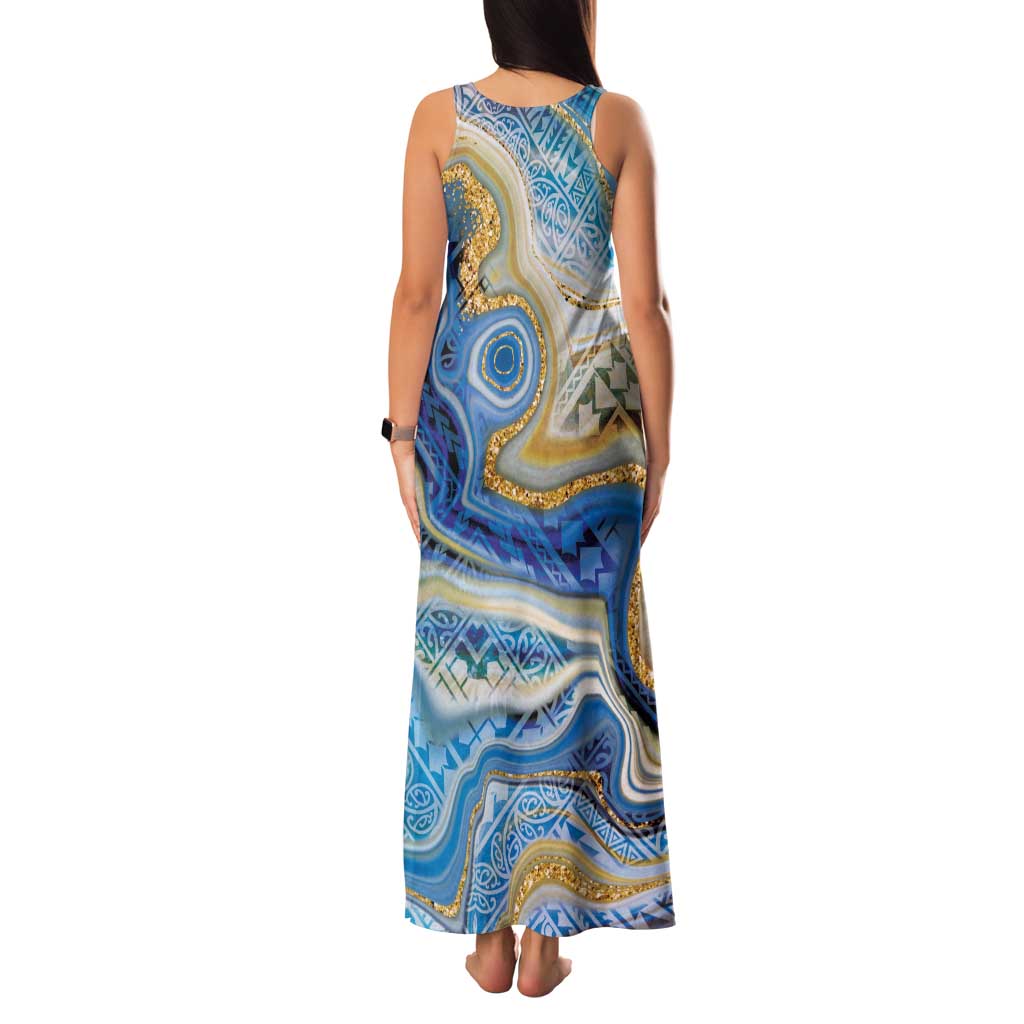 Polynesian Tribal Tattoo Family Matching Tank Maxi Dress and Hawaiian Shirt Swirling Ocean Marble Pattern LT9 - Polynesian Pride