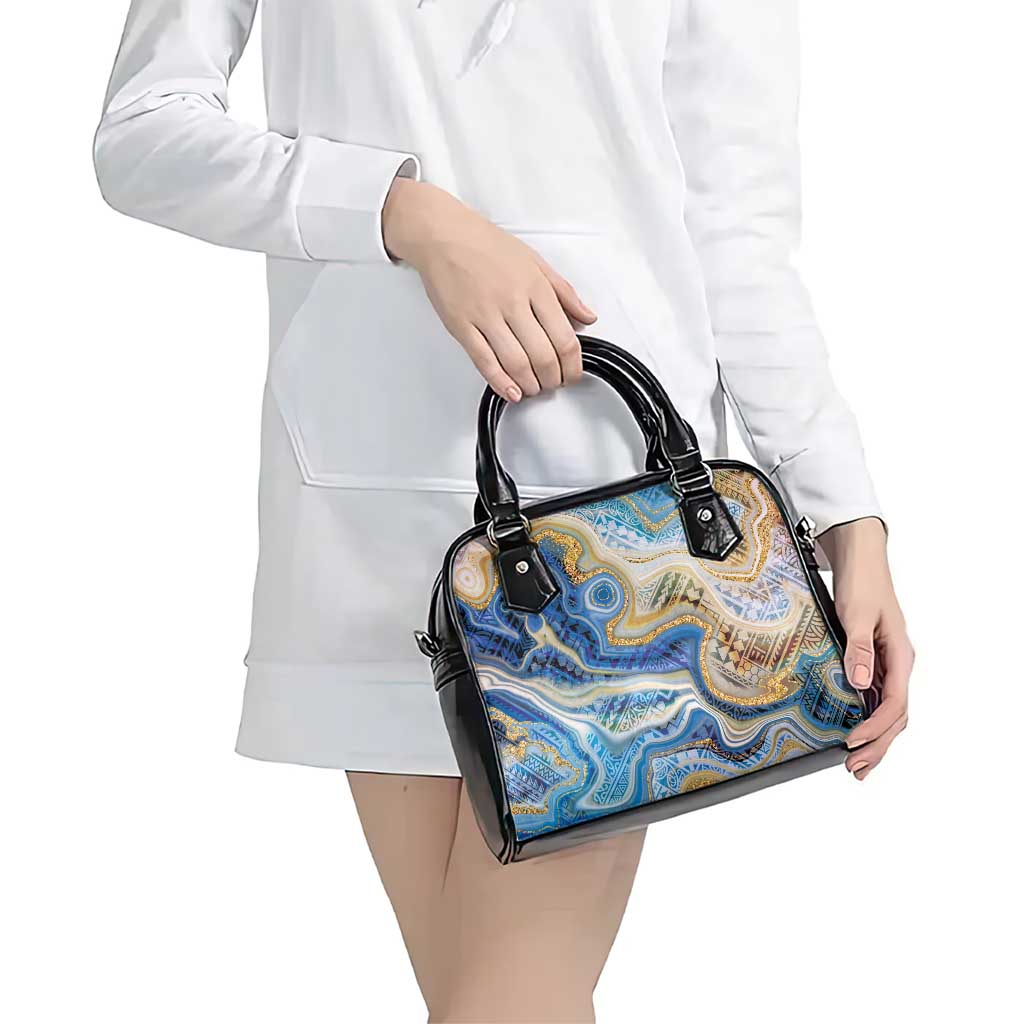 Polynesian Tribal Tattoo Shoulder Handbag Swirling Ocean Marble Pattern LT9 - Polynesian Pride