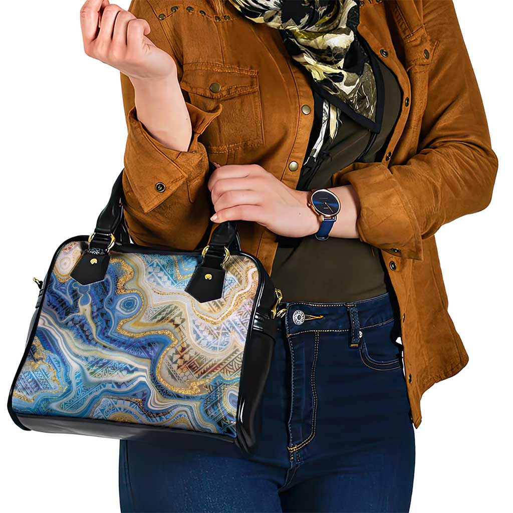 Polynesian Tribal Tattoo Shoulder Handbag Swirling Ocean Marble Pattern LT9 - Polynesian Pride