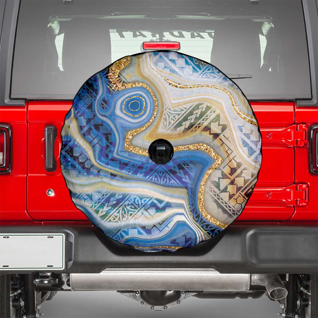 Polynesian Tribal Tattoo Spare Tire Cover Swirling Ocean Marble Pattern LT9 - Polynesian Pride