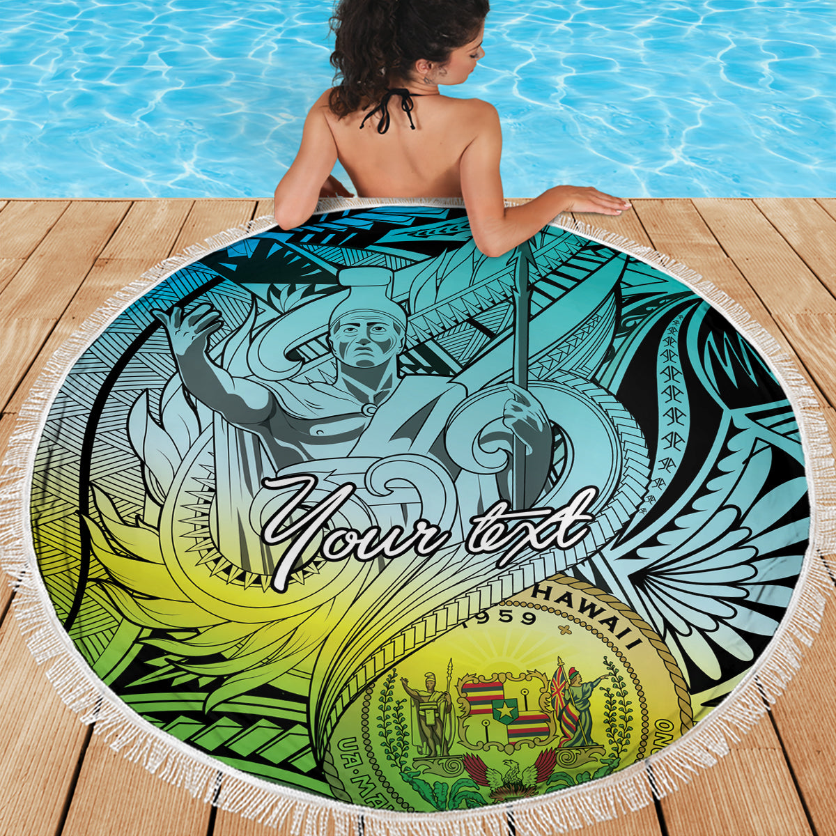 Personalised Aloha King Kamehameha Spirits Beach Blanket Art Special