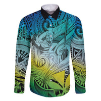Personalised Aloha King Kamehameha Spirits Family Matching Off Shoulder Long Sleeve Dress and Hawaiian Shirt Art Special LT9 Dad's Shirt - Long Sleeve Art - Polynesian Pride
