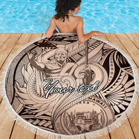 Personalised Aloha King Kamehameha Spirits Beach Blanket Beige Special