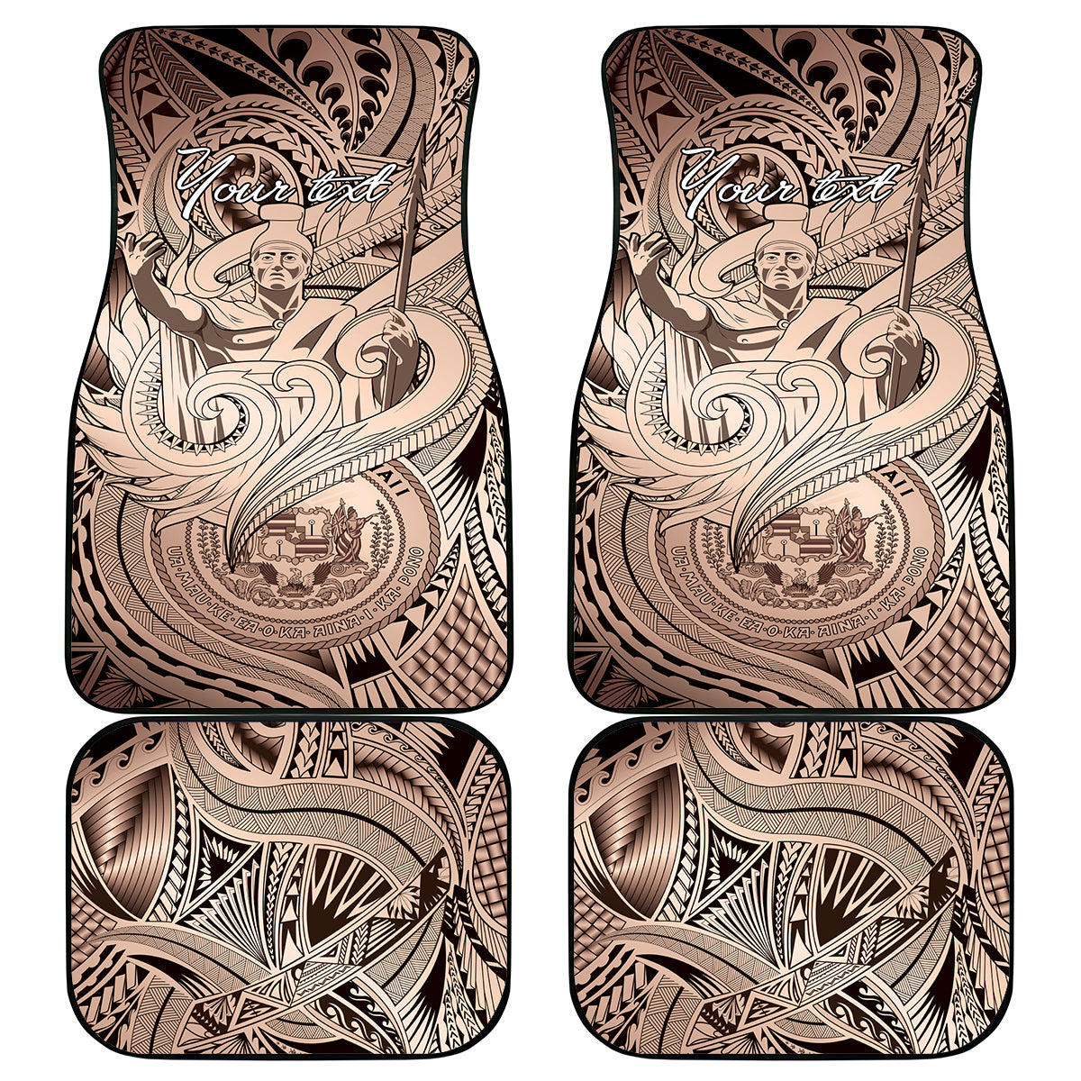 Personalised Aloha King Kamehameha Spirits Car Mats Beige Special