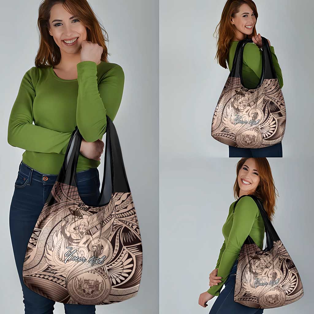 Personalised Aloha King Kamehameha Spirits Grocery Bag Beige Special LT9 - Polynesian Pride