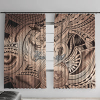 Personalised Aloha King Kamehameha Spirits Window Curtain Beige Special LT9 With Hooks Beige - Polynesian Pride