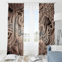 Personalised Aloha King Kamehameha Spirits Window Curtain Beige Special LT9 - Polynesian Pride