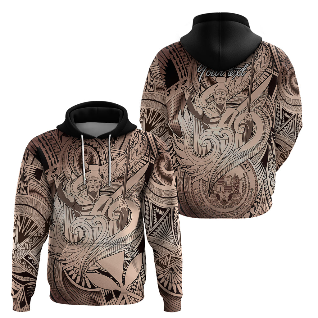Personalised Aloha King Kamehameha Spirits Zip Hoodie Beige Special LT9 - Polynesian Pride