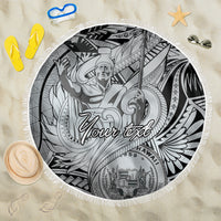 Personalised Aloha King Kamehameha Spirits Beach Blanket Grey Special