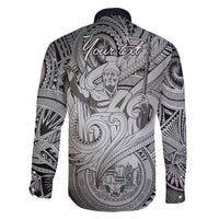 Personalised Aloha King Kamehameha Spirits Family Matching Off Shoulder Maxi Dress and Hawaiian Shirt Grey Special LT9 - Polynesian Pride