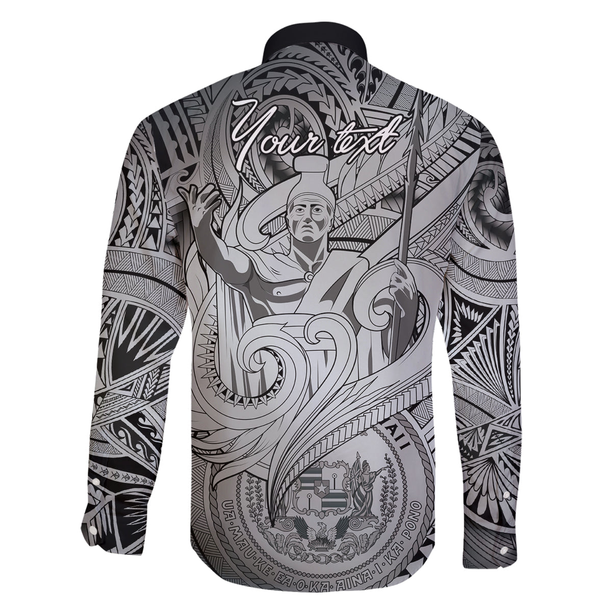 Personalised Aloha King Kamehameha Spirits Family Matching Puletasi and Hawaiian Shirt Grey Special LT9 - Polynesian Pride