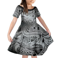 Personalised Aloha King Kamehameha Spirits Kid Short Sleeve Dress Grey Special LT9 KID Grey - Polynesian Pride