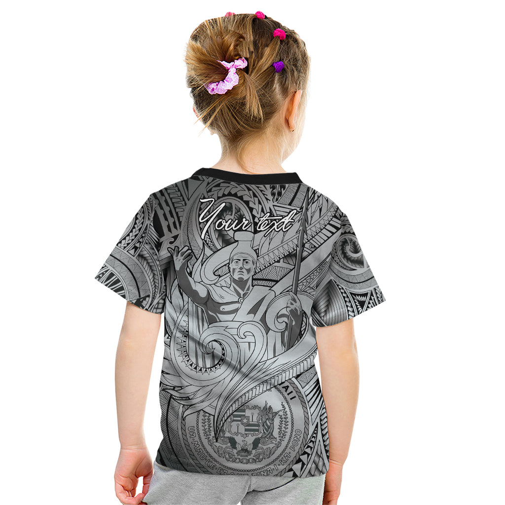 Personalised Aloha King Kamehameha Spirits Kid T Shirt Grey Special LT9 - Polynesian Pride