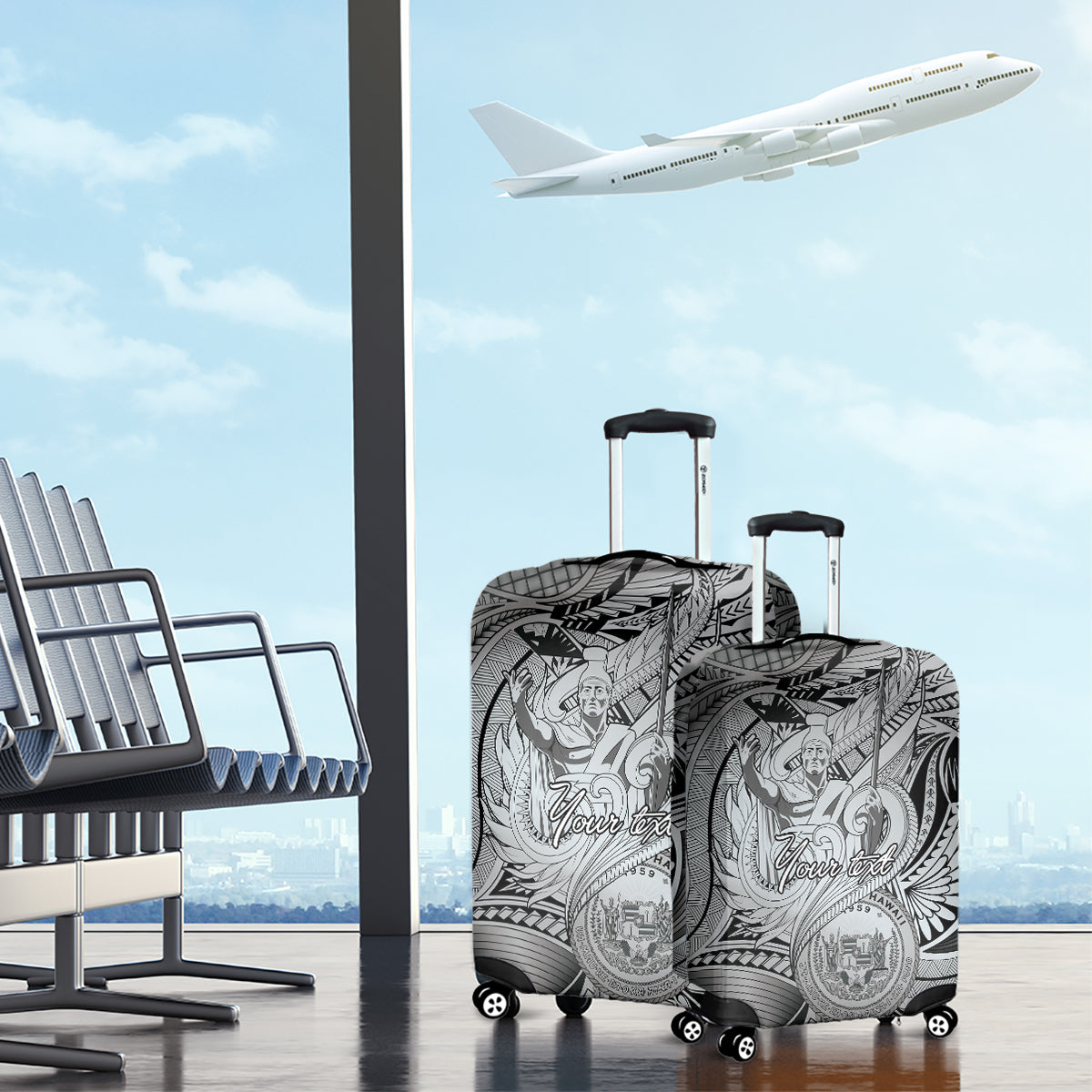 Personalised Aloha King Kamehameha Spirits Luggage Cover Grey Special