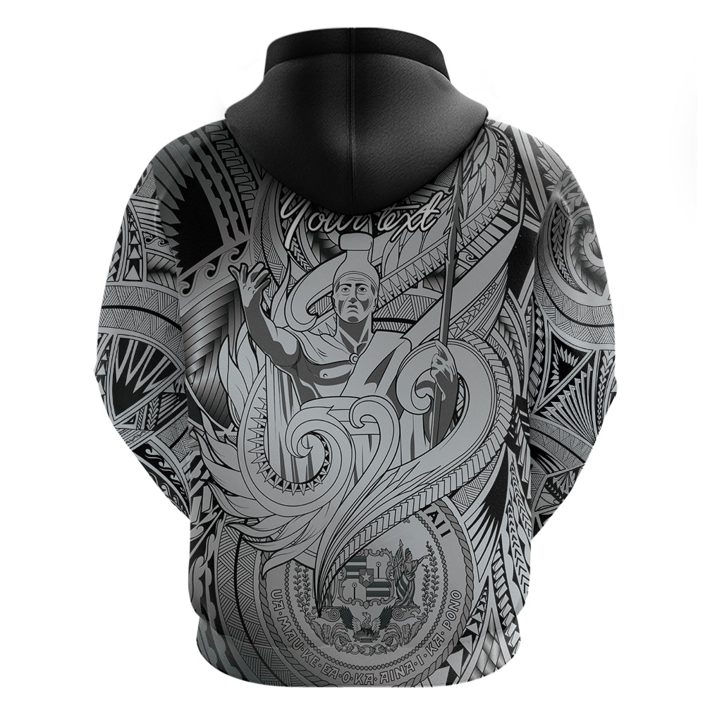Personalised Aloha King Kamehameha Spirits Zip Hoodie Grey Special LT9 - Polynesian Pride