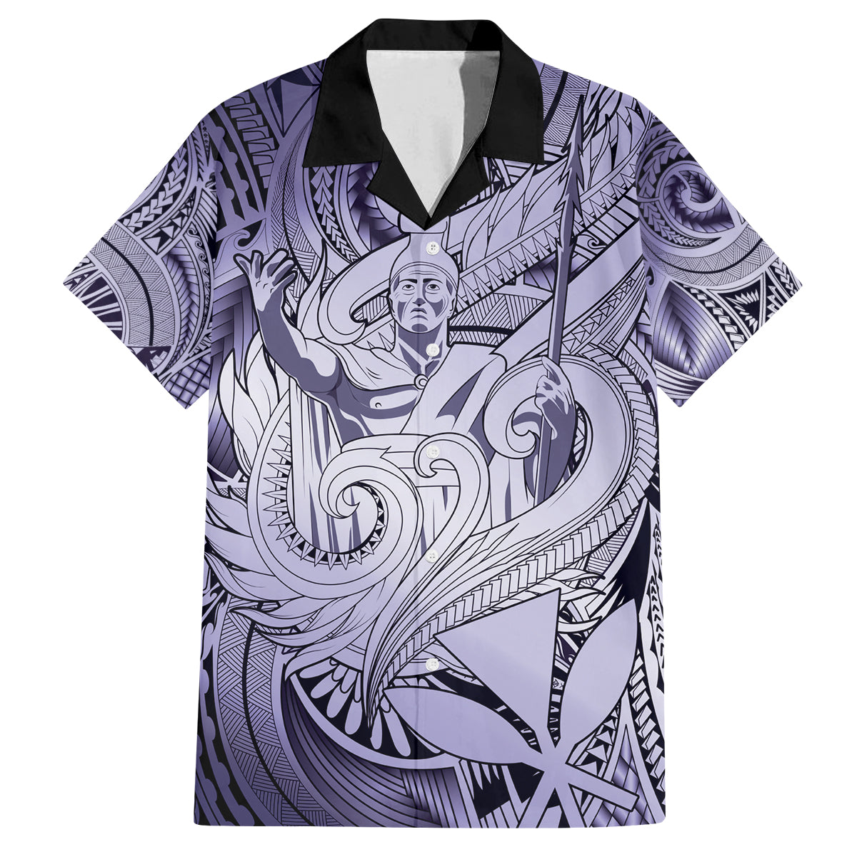 Personalised Aloha King Kamehameha Spirits Family Matching Long Sleeve Bodycon Dress and Hawaiian Shirt Violet Special LT9 Dad's Shirt - Short Sleeve Violet - Polynesian Pride