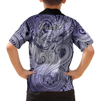 Personalised Aloha King Kamehameha Spirits Family Matching Off Shoulder Long Sleeve Dress and Hawaiian Shirt Violet Special LT9 - Polynesian Pride