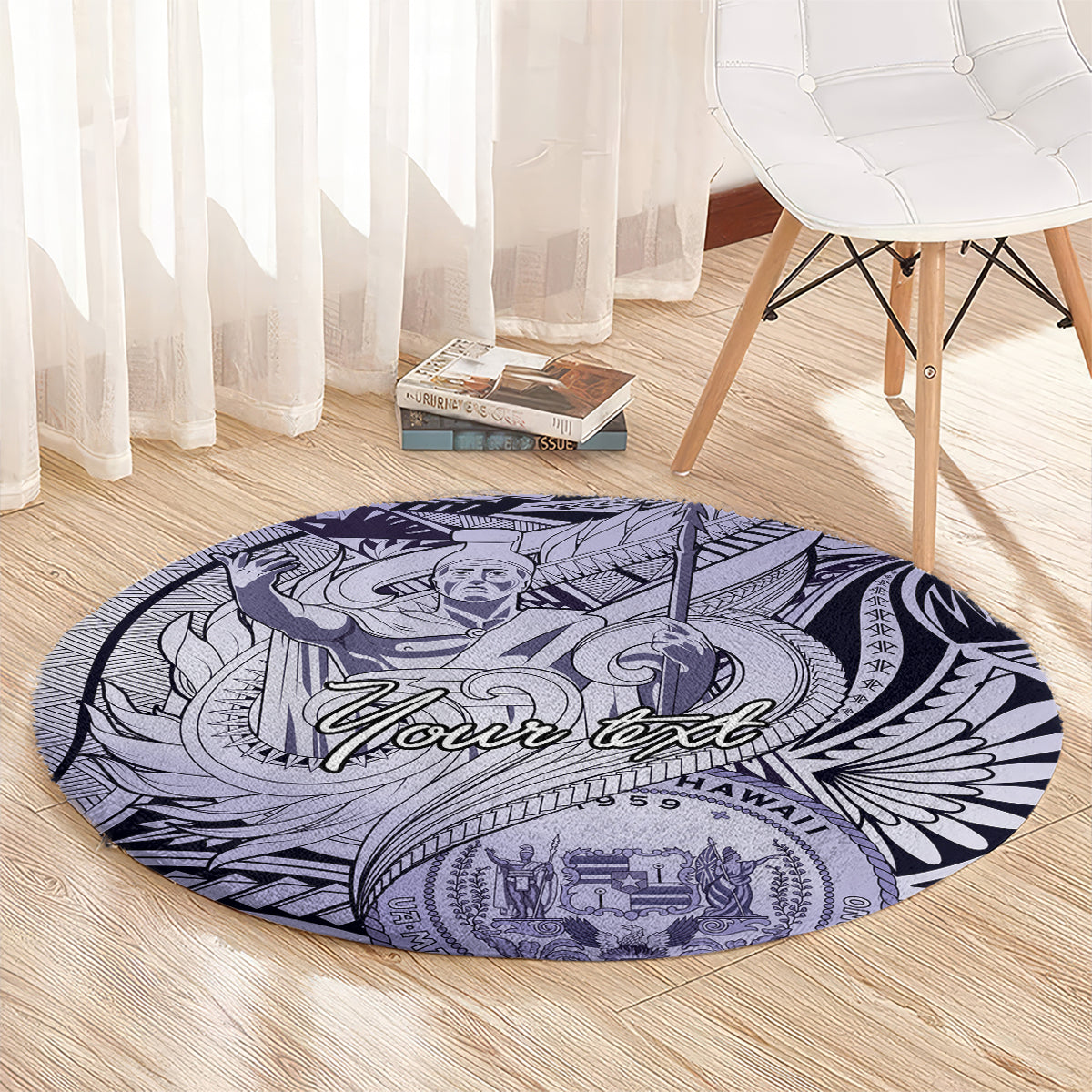 Personalised Aloha King Kamehameha Spirits Round Carpet Violet Special