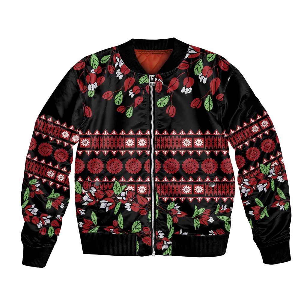 Fiji Masi Bula Tagimoucia Flowers Bomber Jacket LT9 Unisex Red - Polynesian Pride