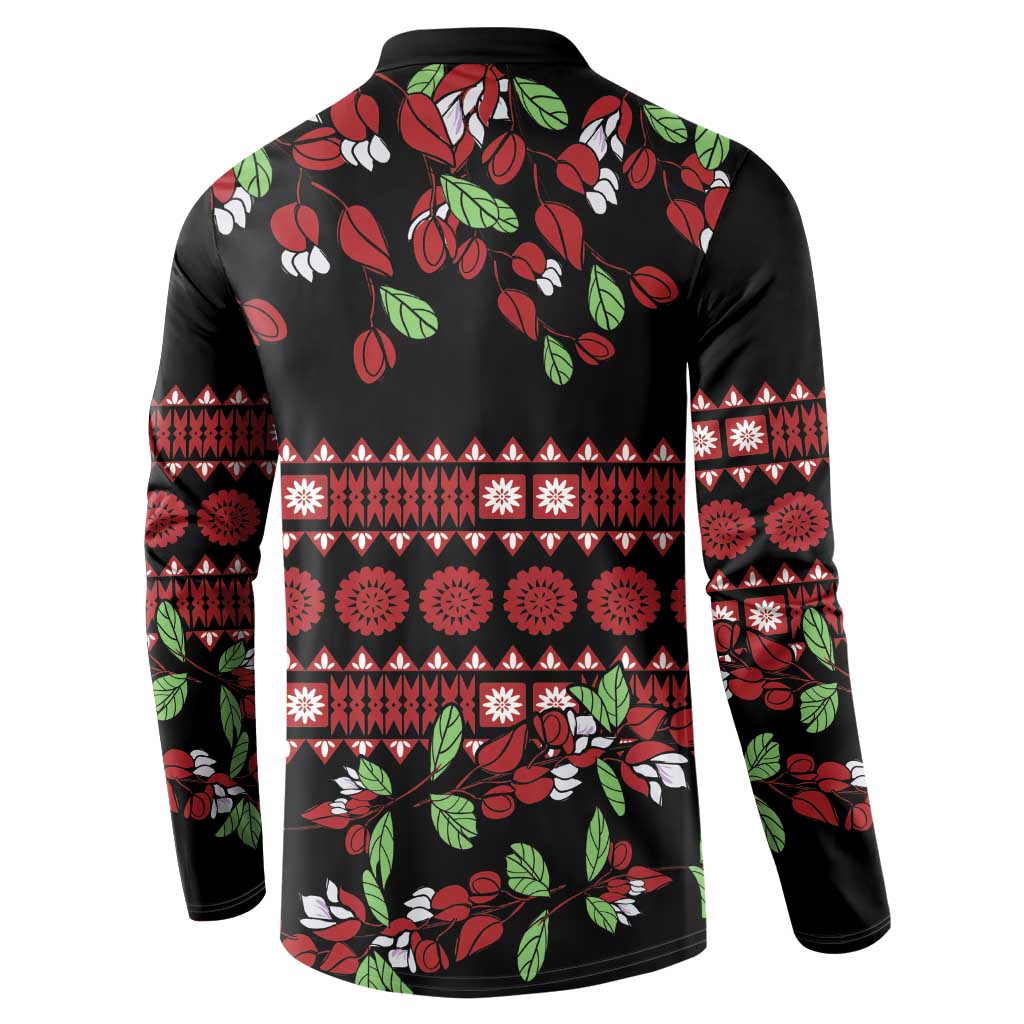 Fiji Masi Bula Tagimoucia Flowers Button Sweatshirt