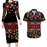 Fiji Masi Bula Tagimoucia Flowers Couples Matching Long Sleeve Bodycon Dress and Hawaiian Shirt LT9 Red - Polynesian Pride