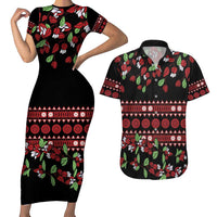 Fiji Masi Bula Tagimoucia Flowers Couples Matching Short Sleeve Bodycon Dress and Hawaiian Shirt LT9 Red - Polynesian Pride