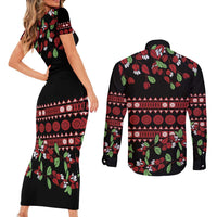 Fiji Masi Bula Tagimoucia Flowers Couples Matching Short Sleeve Bodycon Dress and Long Sleeve Button Shirt LT9 - Polynesian Pride